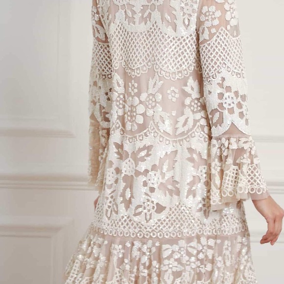 Needle & Thread Snowdrop Mini Dress - Beige - Picture 4 of 8